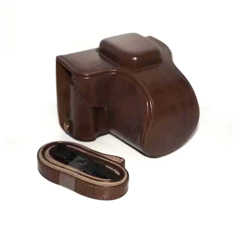 PU Leather Camera Protection Case Cover + Strap for Fujifilm X-T100 - Coffee