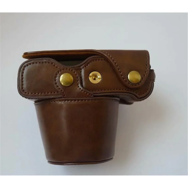 PU Leather Camera Protection Case Cover + Strap for Fujifilm X-T100 - Coffee