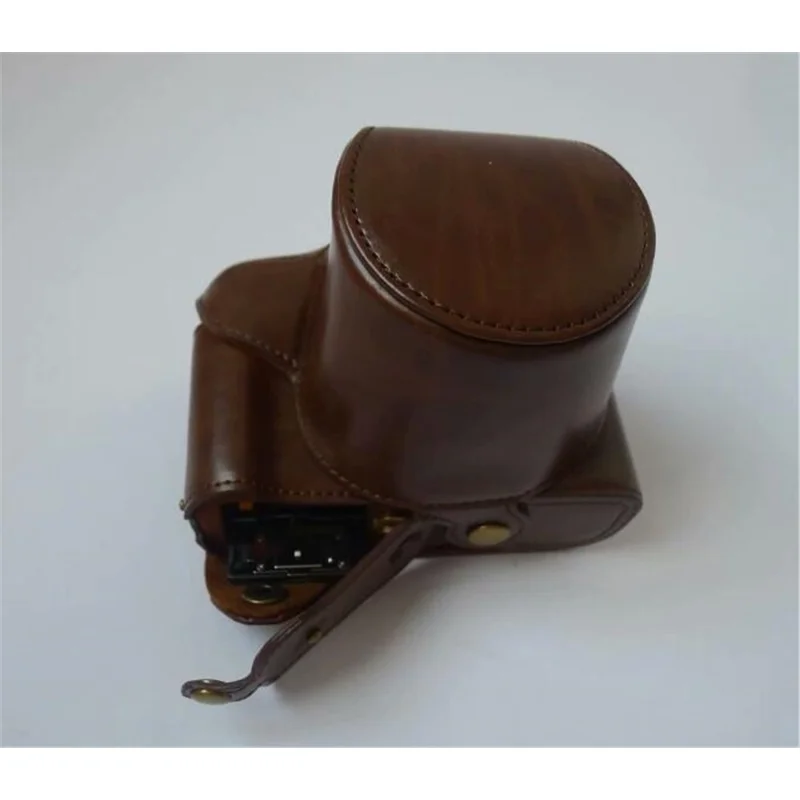 PU Leather Camera Protection Case Cover + Strap for Fujifilm X-T100 - Coffee