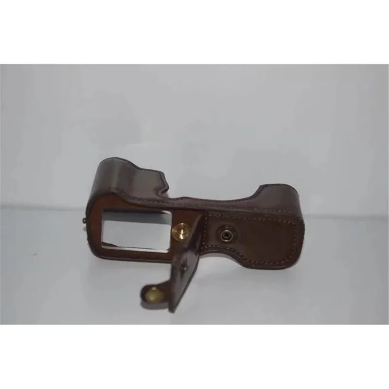 PU Leather Camera Protection Case Cover + Strap for Fujifilm X-T100 - Coffee