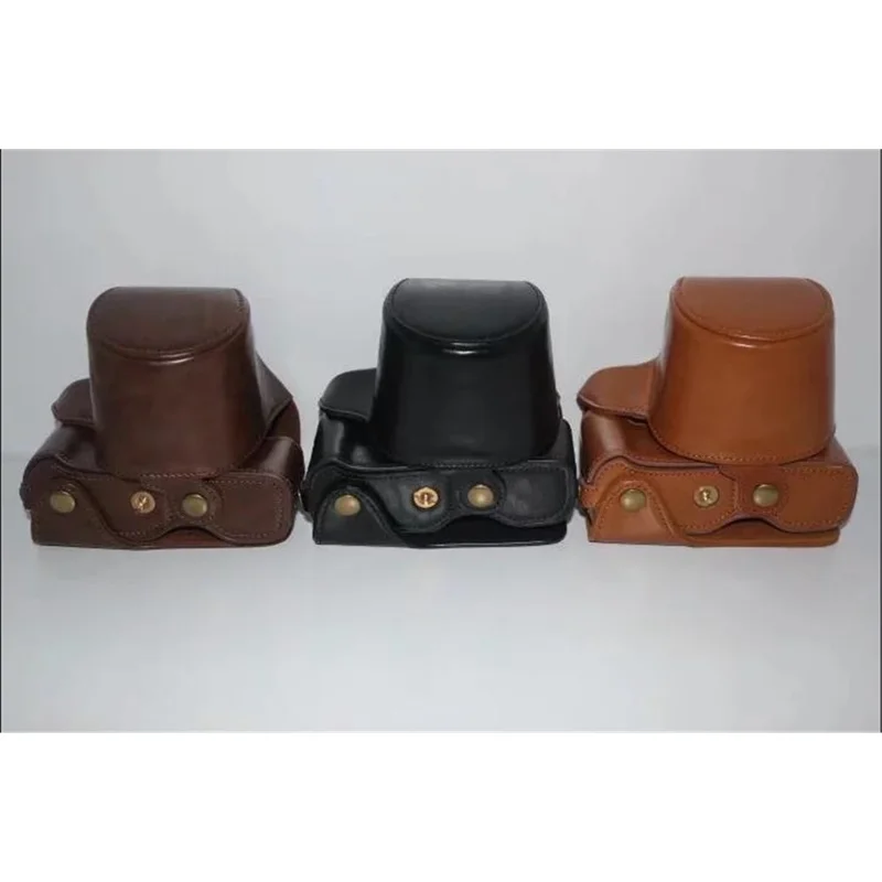 PU Leather Camera Protection Case Cover + Strap for Fujifilm X-T100 - Coffee