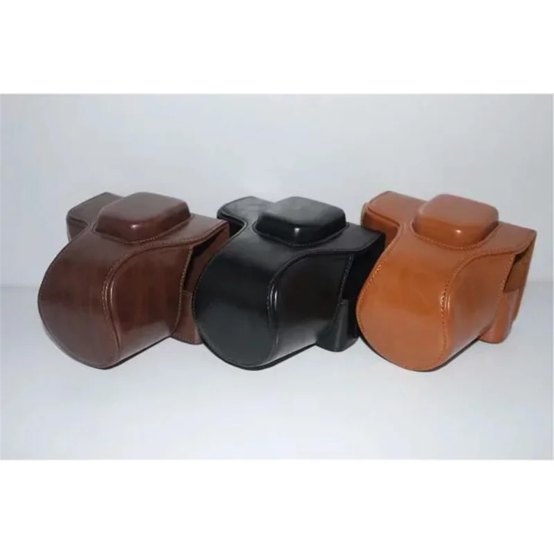 PU Leather Camera Protection Case Cover + Strap for Fujifilm X-T100 - Coffee