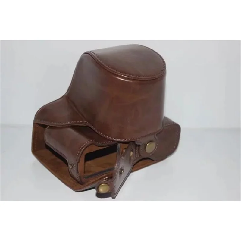 PU Leather Camera Protection Case Cover + Strap for Fujifilm X-T100 - Coffee