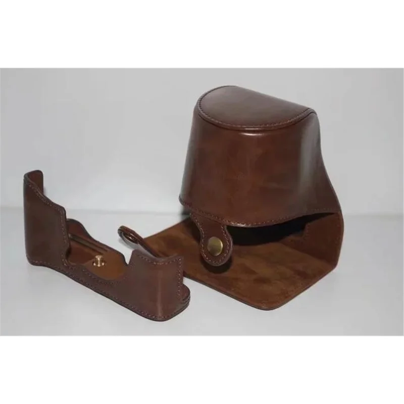 PU Leather Camera Protection Case Cover + Strap for Fujifilm X-T100 - Coffee