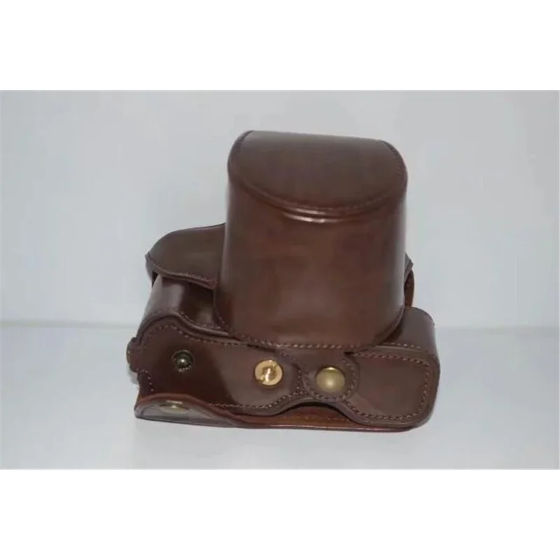 PU Leather Camera Protection Case Cover + Strap for Fujifilm X-T100 - Coffee