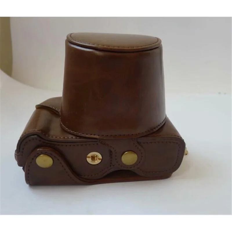 PU Leather Camera Protection Case Cover + Strap for Fujifilm X-T100 - Coffee