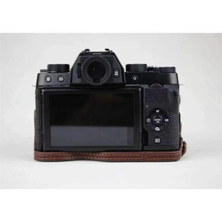 Genuine Leather Half Bottom Camera Protection Shell for Fujifilm X-T100 - Coffee