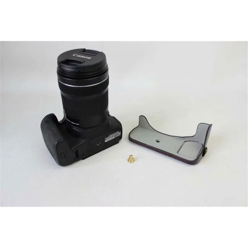 PU Leather Camera Protective Pouch Bag + Strap + Camera Lens Bag for Canon EOS 77D / 800D - Black