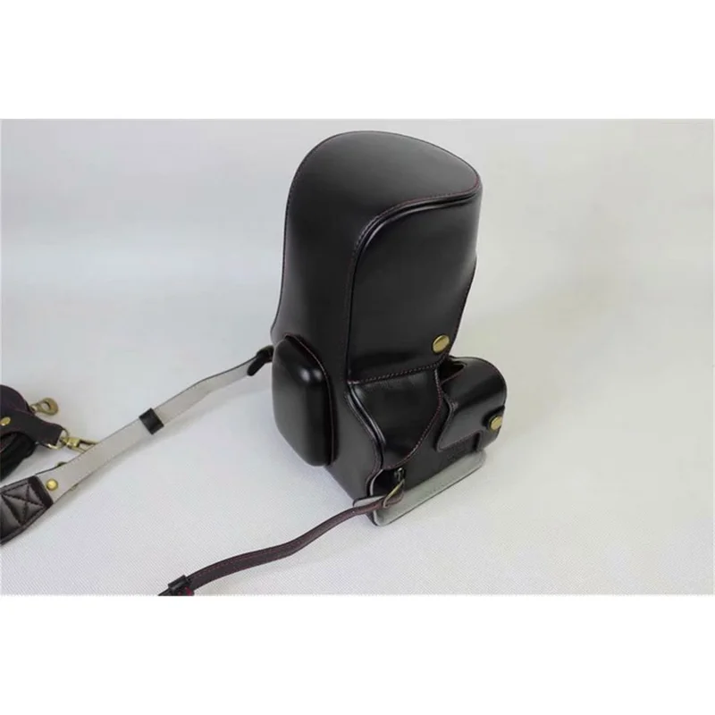 PU Leather Camera Protective Pouch Bag + Strap + Camera Lens Bag for Canon EOS 77D / 800D - Black