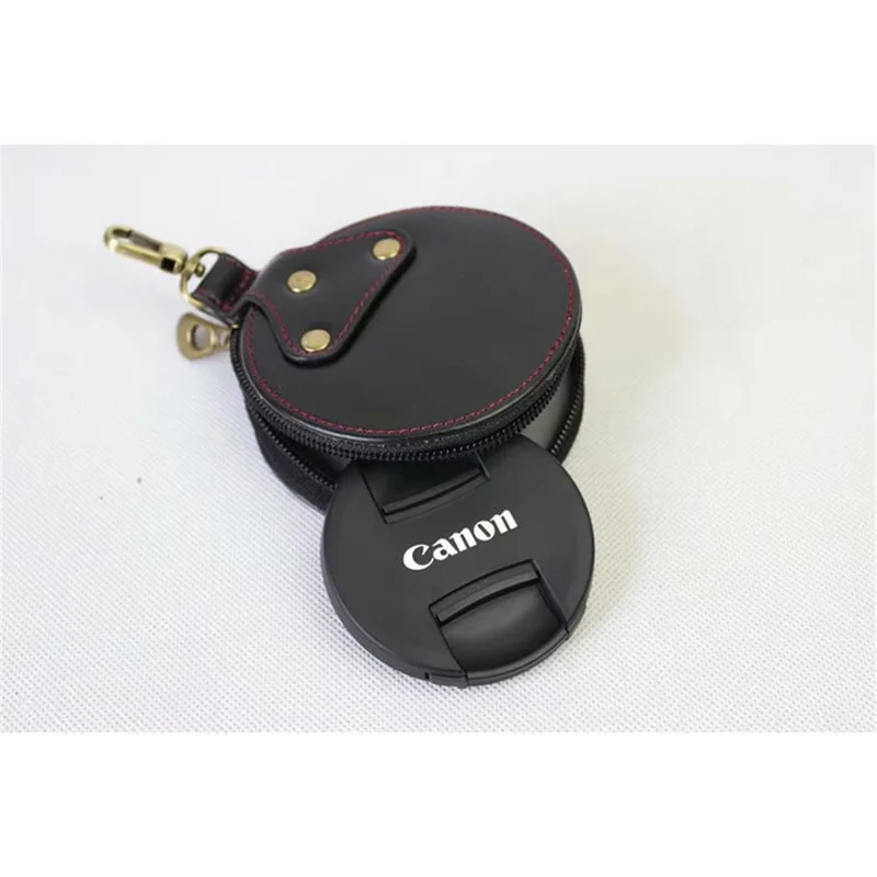PU Leather Camera Protective Pouch Bag + Strap + Camera Lens Bag for Canon EOS 77D / 800D - Black