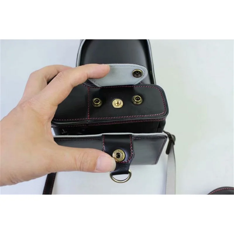 PU Leather Camera Protective Pouch Bag + Strap + Camera Lens Bag for Canon EOS 77D / 800D - Black