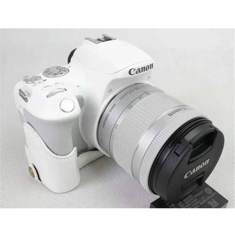 PU Leather Half Bottom Camera Protection Cover for Canon EOS 200D - White