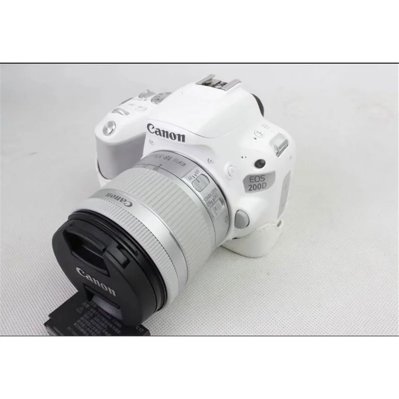 PU Leather Half Bottom Camera Protection Cover for Canon EOS 200D - White