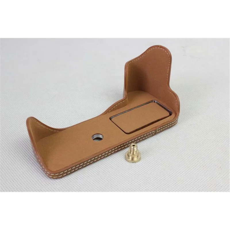 PU Leather Half Bottom Camera Protection Shell for Canon EOS 200D - Brown