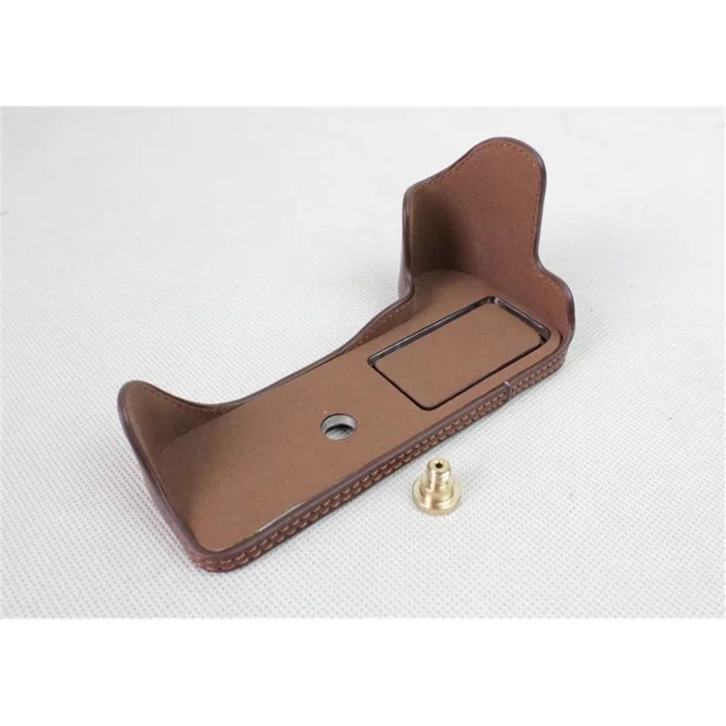 Genuine Leather Half Bottom Camera Protection Shell for Canon EOS 200D - Coffee