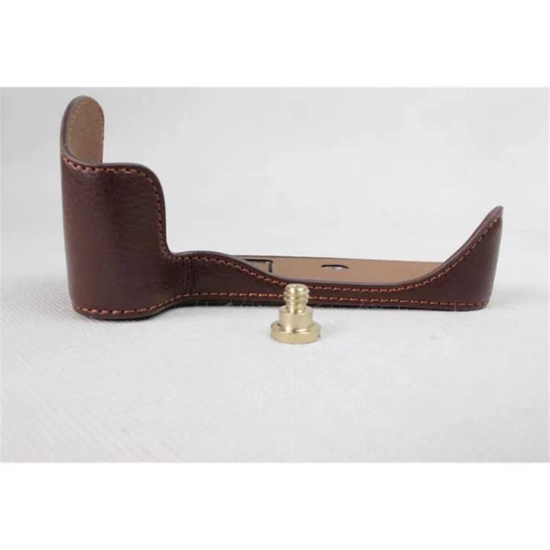 Genuine Leather Half Bottom Camera Protection Shell for Canon EOS 200D - Coffee