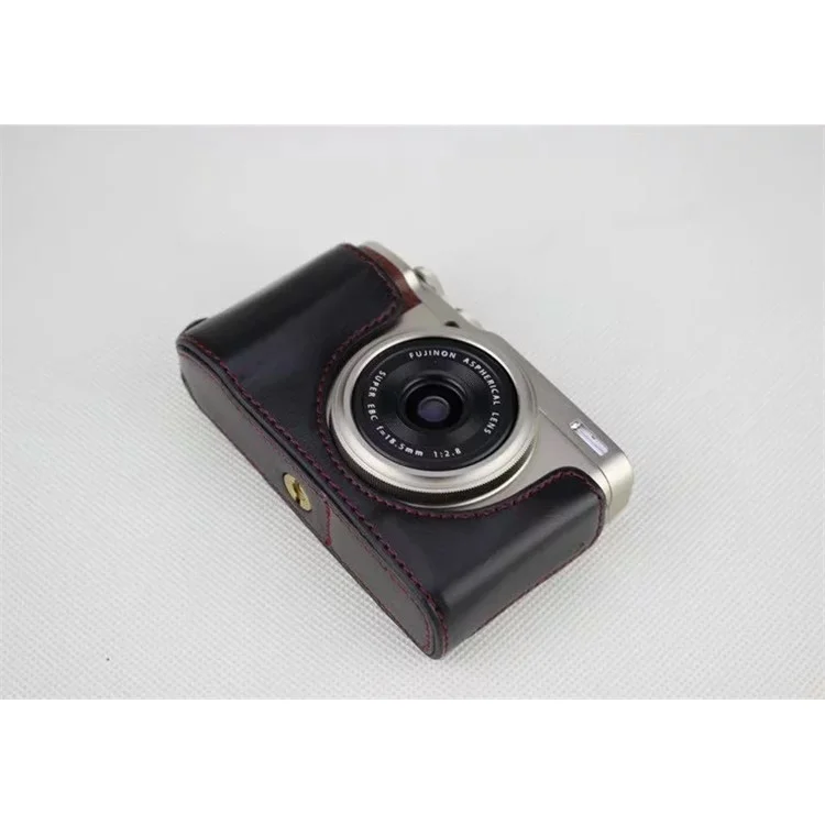 Pochete Protetora de Câmera de Couro de Poliuretano para Câmera Compacta Digital Fujifilm XF10 - Preto