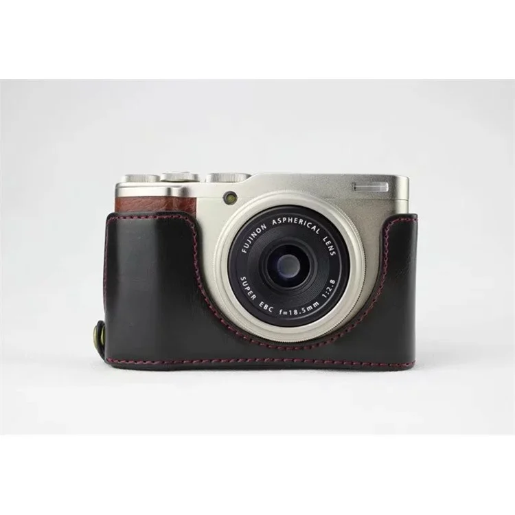 Pochete Protetora de Câmera de Couro de Poliuretano para Câmera Compacta Digital Fujifilm XF10 - Preto