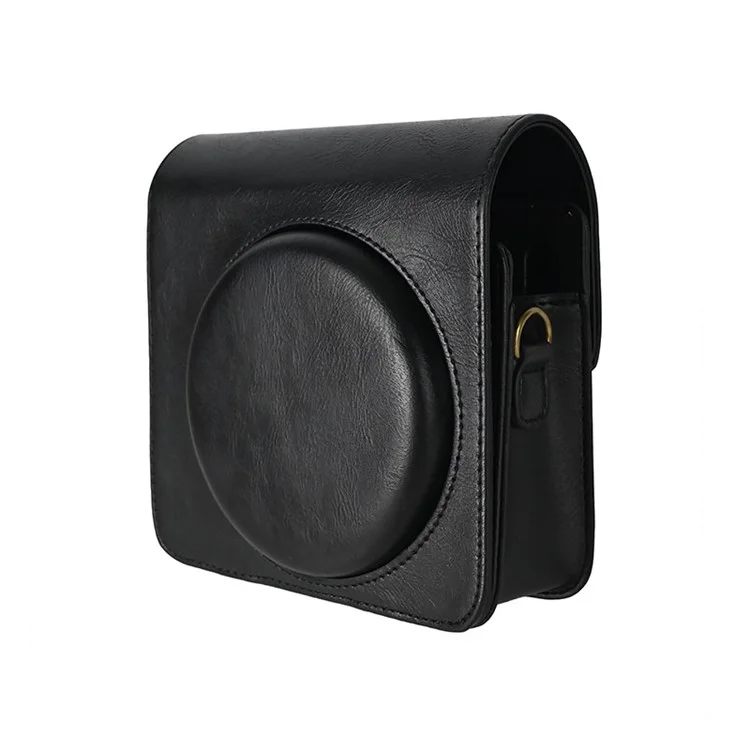 PU Leather Camera Protection Case + Strap for Fujifilm Instax Square SQ6 - Black