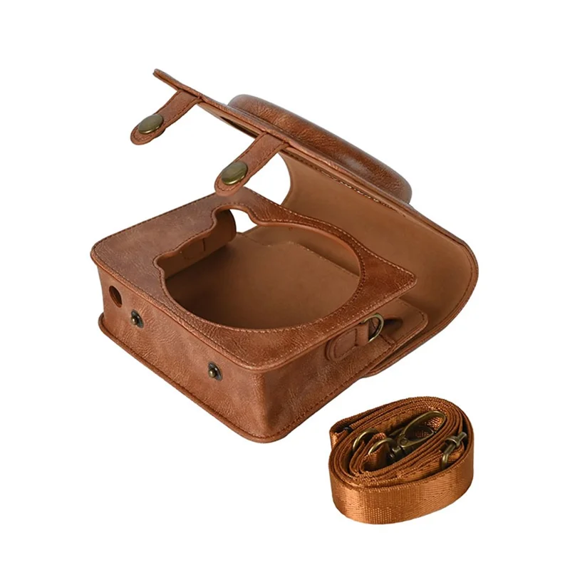 PU Leather Camera Protection Case + Strap for Fujifilm Instax Square SQ6 - Brown