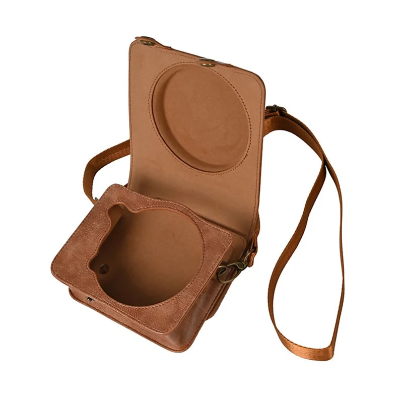 PU Leather Camera Protection Case + Strap for Fujifilm Instax Square SQ6 - Brown