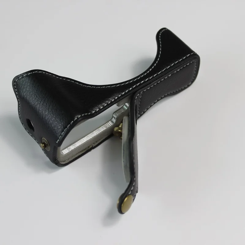 Genuine Leather Half Camera Case Bag Cover Protector for Canon PowerShot G7 X Mark III - Black