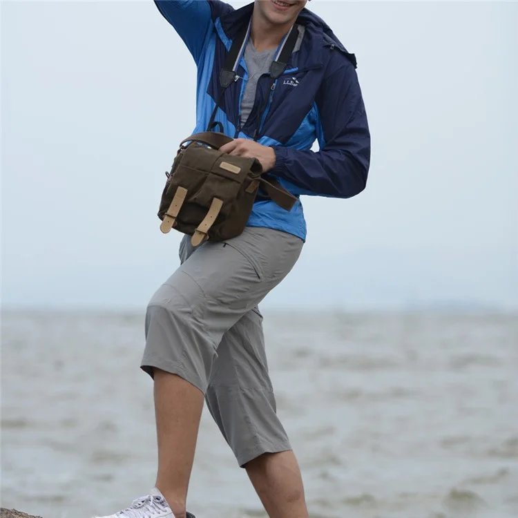CADEN N1 Waterproof Camera Bag Outdoor Leisure Messenger Bag for DSLR Camera - Dark Yellow