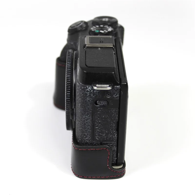 Original läder kameraskydd bas skydd halvfodral för Canon EOS M6 Mark II /EOS M6II - Svart