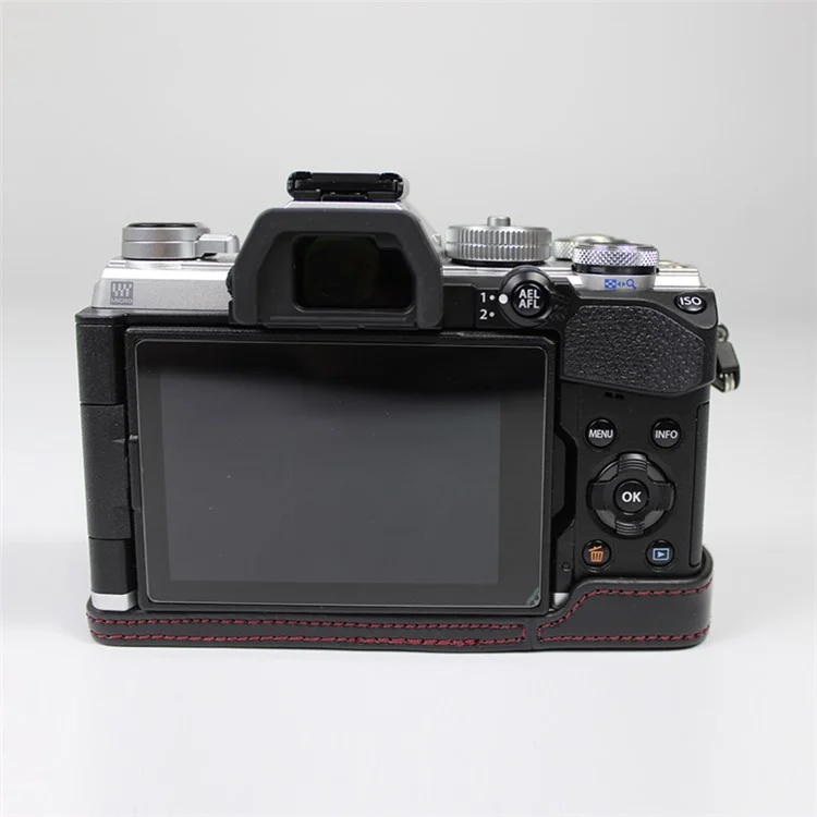 Half Camera PU Leather Protective Shell for Olympus E-M5 Mark III / OM-5 - Black