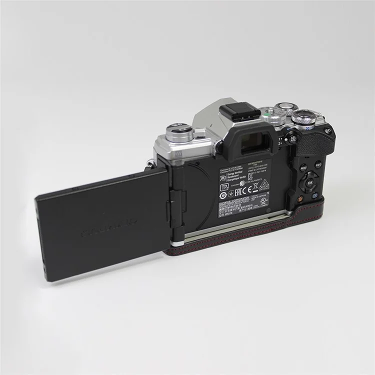 Half Camera PU Leather Protective Shell for Olympus E-M5 Mark III / OM-5 - Black