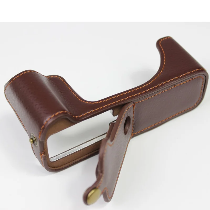 Original læder kamera halvkapsel til Fujifilm Fuji X-T200/XT200 - Kaffe