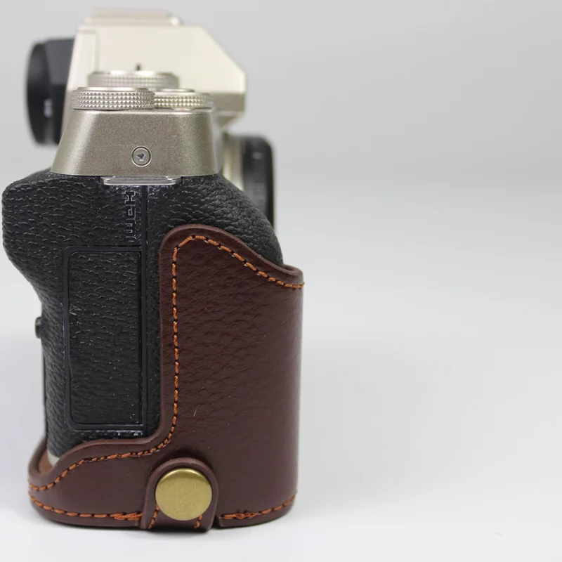 Original læder kamera halvkapsel til Fujifilm Fuji X-T200/XT200 - Kaffe