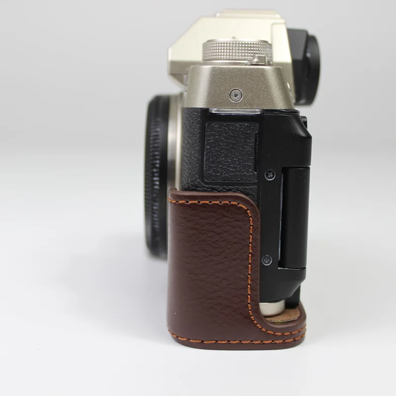 Original læder kamera halvkapsel til Fujifilm Fuji X-T200/XT200 - Kaffe