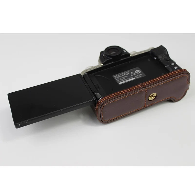 Original læder kamera halvkapsel til Fujifilm Fuji X-T200/XT200 - Kaffe