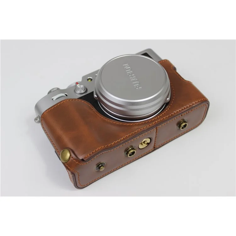 PU Leather Camera Cameman Case Protector Для Fujifilm Fuji X100v - Кофе