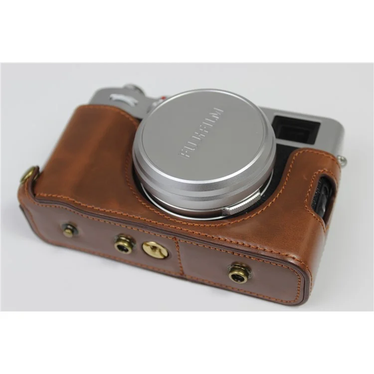 PU Leather Camera Cameman Case Protector Для Fujifilm Fuji X100v - Кофе