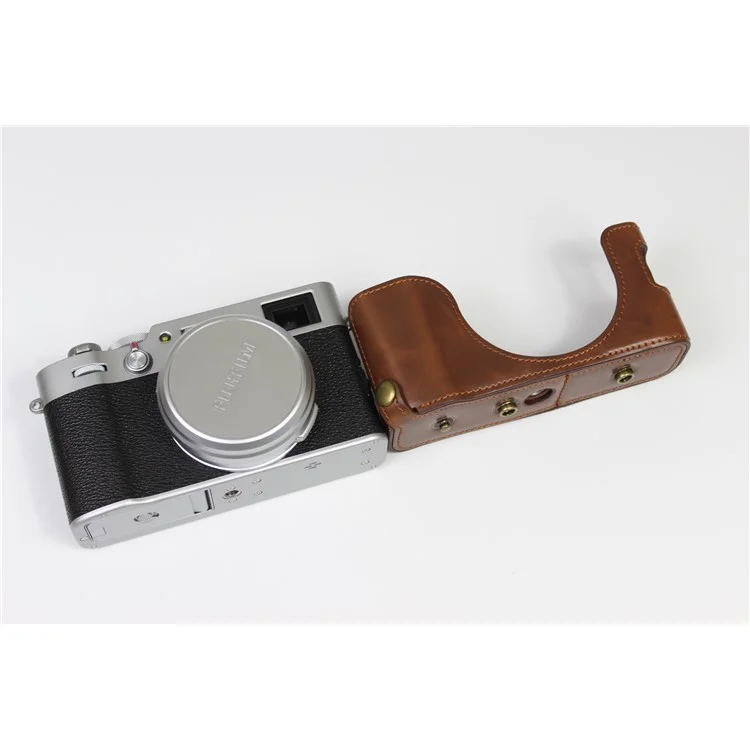 PU Leather Camera Cameman Case Protector Для Fujifilm Fuji X100v - Кофе