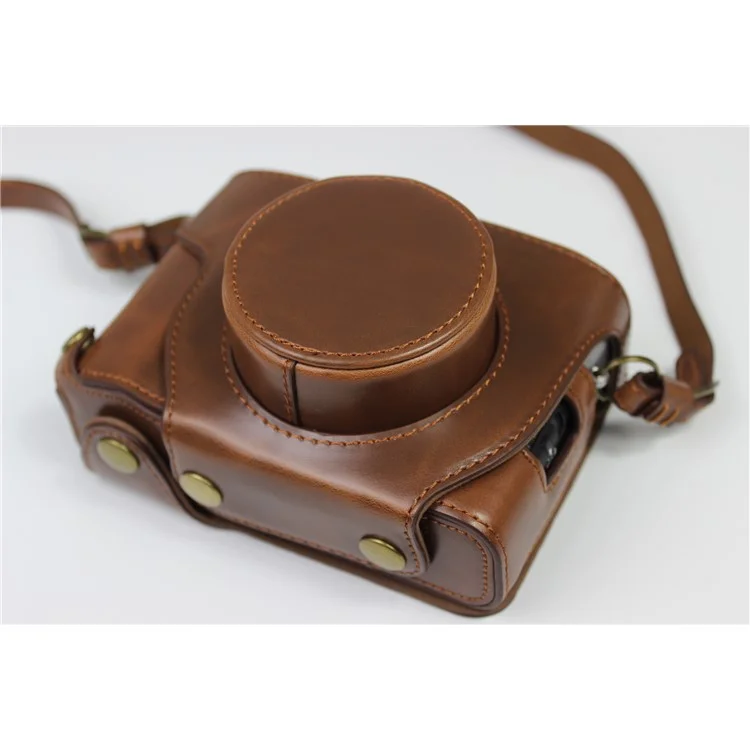 PU Leather Half Camera Case Bag Protector for Fujifilm Fuji X100V - Coffee