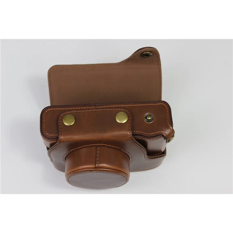 PU Leather Half Camera Case Bag Protector for Fujifilm Fuji X100V - Coffee