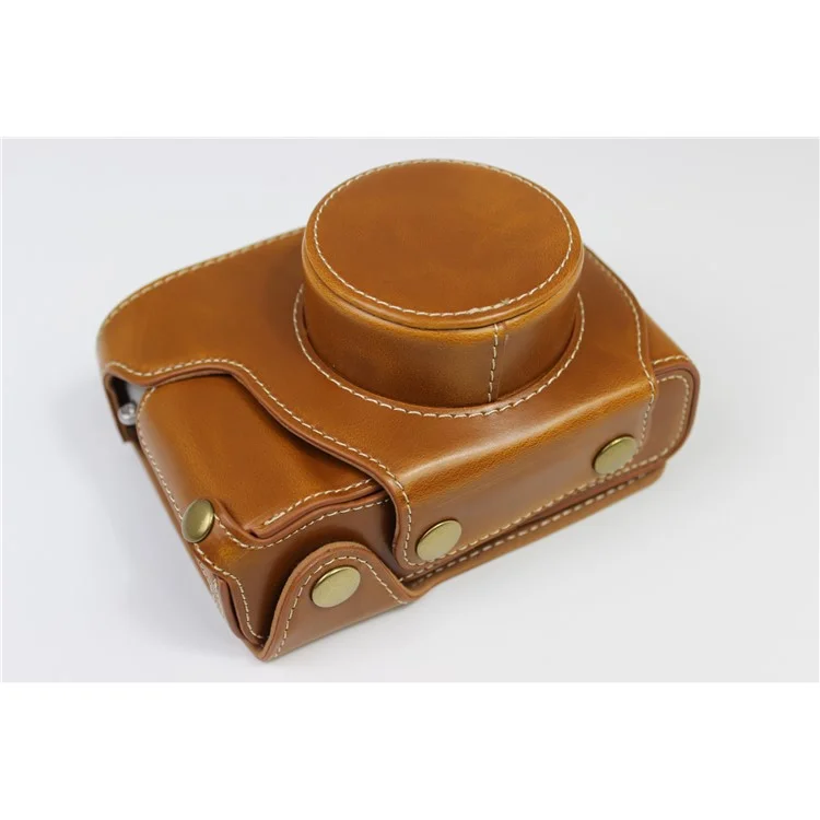 PU Leather Half Camera Case Bag Protector for Fujifilm Fuji X100V - Brown