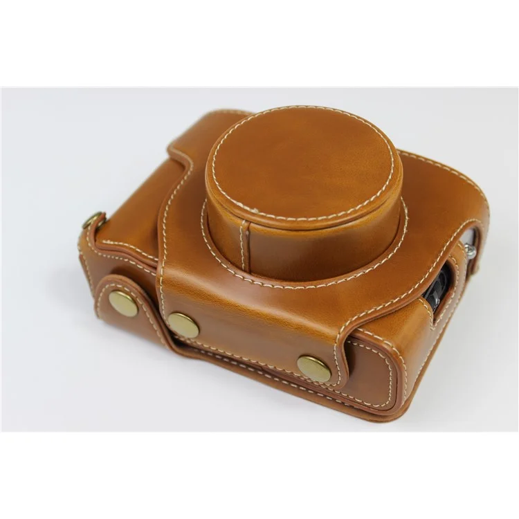 PU Leather Half Camera Case Bag Protector for Fujifilm Fuji X100V - Brown