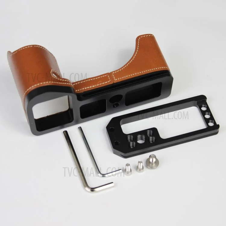 Capa Genuine Leather Half Case para Sony A7R4 / A9 II - Marrom