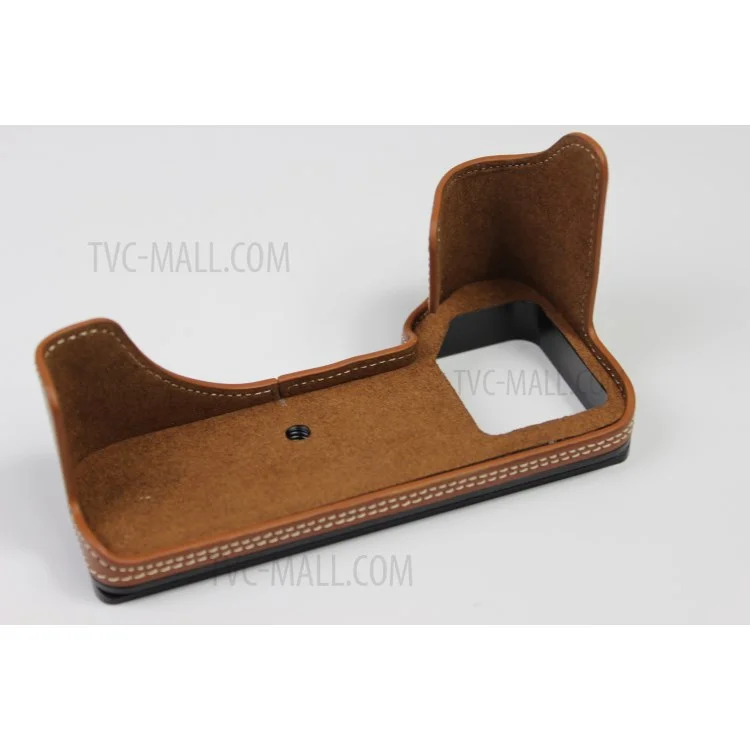 Capa Genuine Leather Half Case para Sony A7R4 / A9 II - Marrom