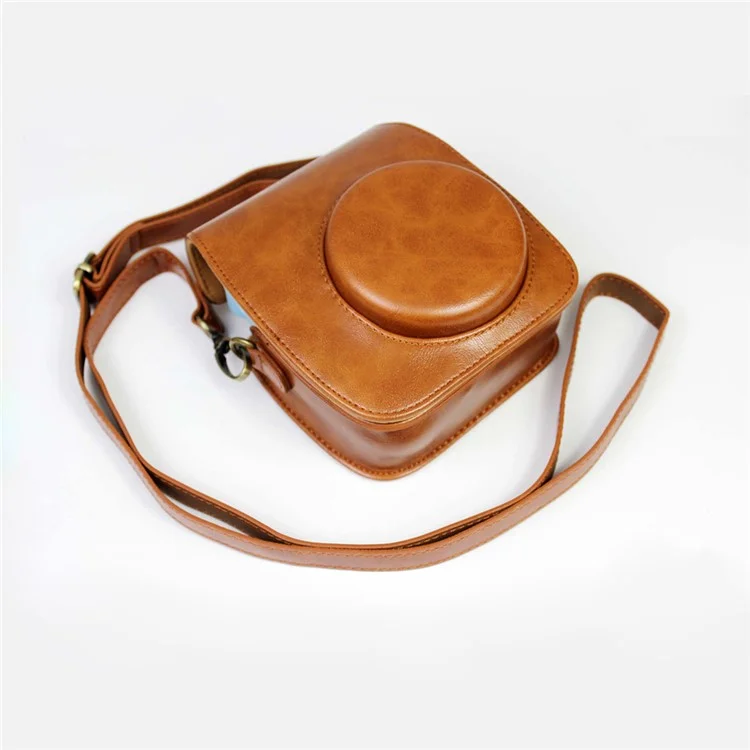 PU Leather Protective Case Cover with Shoulder Strap for Fujifilm Instax Mini 11 - Brown