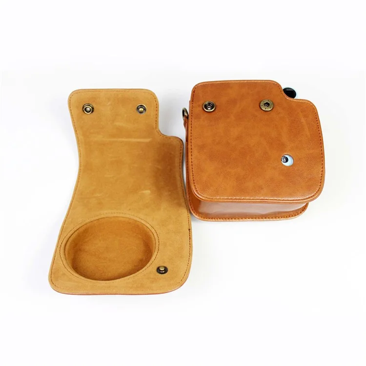 PU Leather Protective Case Cover with Shoulder Strap for Fujifilm Instax Mini 11 - Brown