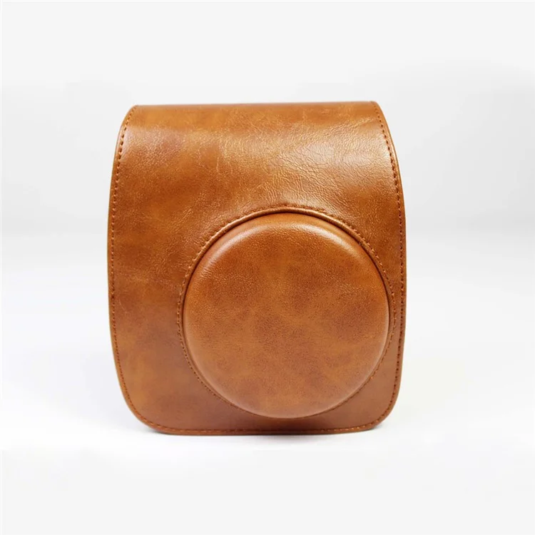 PU Leather Protective Case Cover with Shoulder Strap for Fujifilm Instax Mini 11 - Brown
