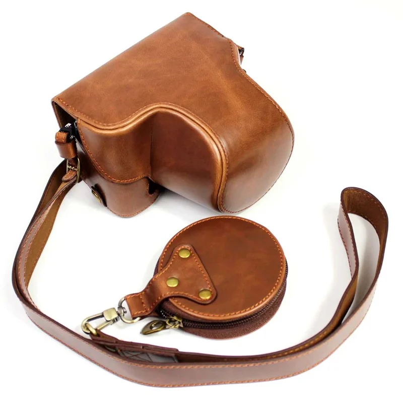 PU Leather Half Camera Case Cover for Sony A7C Camera - Coffee