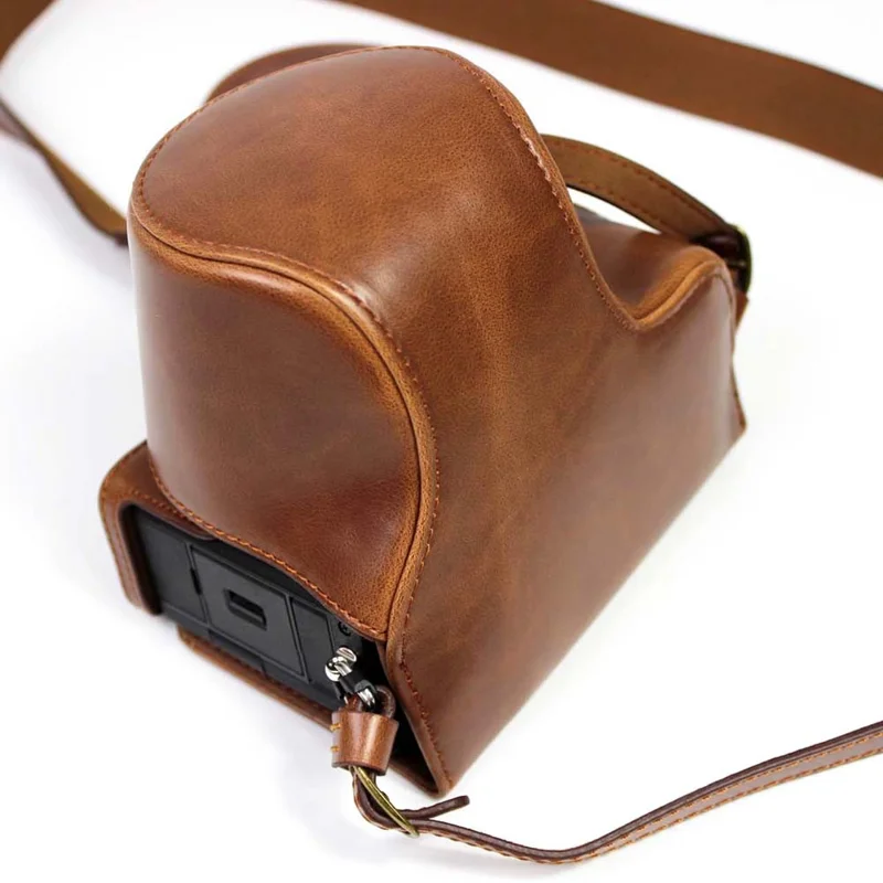 PU Leather Half Camera Case Cover for Sony A7C Camera - Coffee