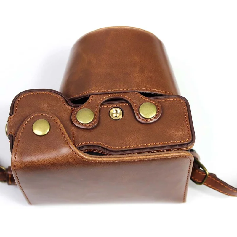PU Leather Half Camera Case Cover for Sony A7C Camera - Coffee