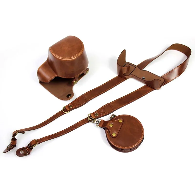 PU Leather Half Camera Case Cover for Sony A7C Camera - Coffee